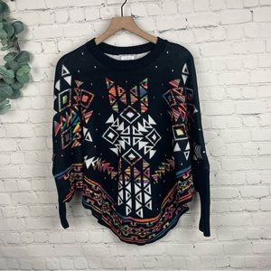 LOANA LADY  Aztec Design Sweater Poncho size OS
